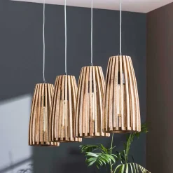 4-flammige Hängelampe mit Holzschirmen - Orvinio^Wohnen Discount