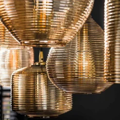 7-flammige Hängelampe mit Rillenglas Schirmen - Piatra^Wohnen