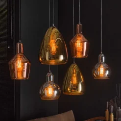 6-flammige Hängelampe mit verschiedenen Glasschirmen - Gerri^Wohnen Online