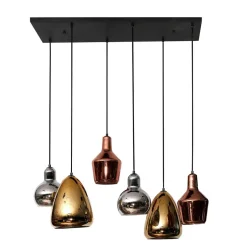 6-flammige Hängelampe mit verschiedenen Glasschirmen - Gerri^Wohnen Online