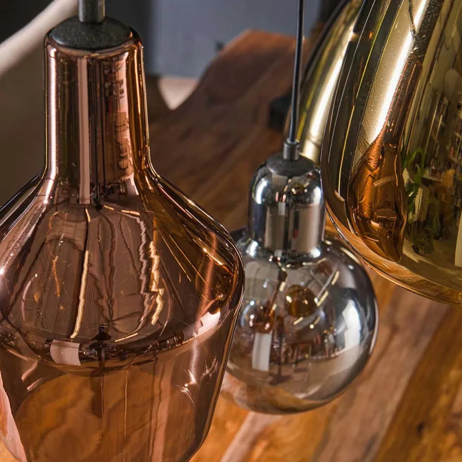 6-flammige Hängelampe mit verschiedenen Glasschirmen - Gerri^Wohnen Online