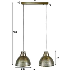 2-flammige Hängeleuchte in Bronze Antik - Jaines^Wohnen New