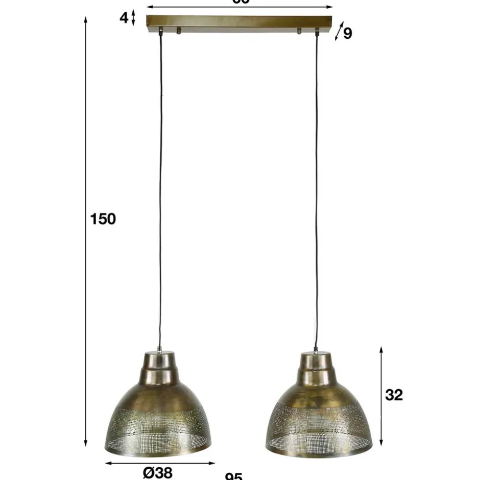 2-flammige Hängeleuchte in Bronze Antik - Jaines^Wohnen New