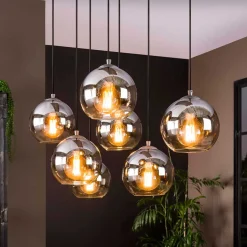 Wohnen 7-flammige Hängeleuchte mit Glaskuppeln - Sanne