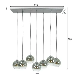 Wohnen 7-flammige Hängeleuchte mit Glaskuppeln - Sanne