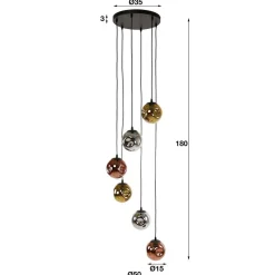 6-flammige Leuchte mit Kugelschirmen aus Glas - Polar^Wohnen Hot