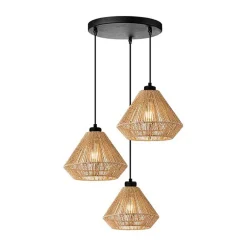 3-flammige Pendelleuchte in Natur und Schwarz - Plataya^Wohnen Clearance