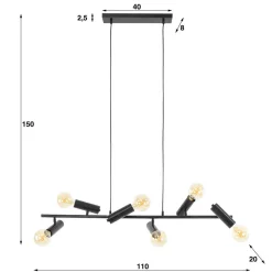 6-flammige Pendelleuchte in Anthrazit - Gozoa^Wohnen Outlet