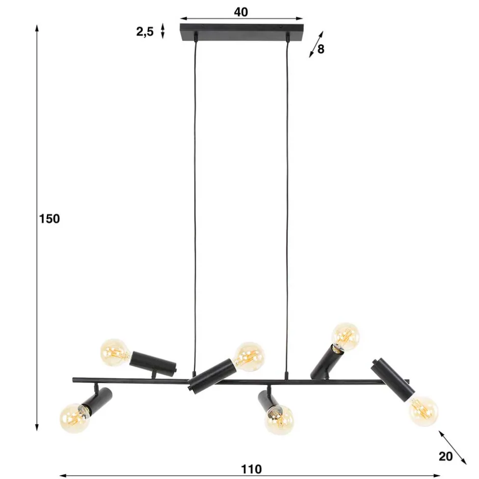 6-flammige Pendelleuchte in Anthrazit - Gozoa^Wohnen Outlet