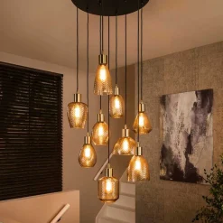 9-flammige Pendelleuchte mit Glasschirmen - Dress^Wohnen Sale