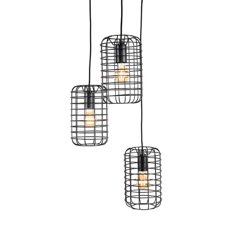 3-flammige Pendelleuchte mit Gitterschirmen - Troketta^Wohnen New