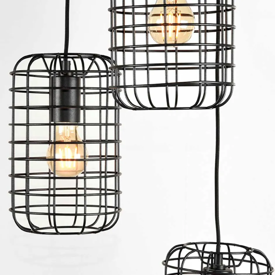 3-flammige Pendelleuchte mit Gitterschirmen - Troketta^Wohnen New