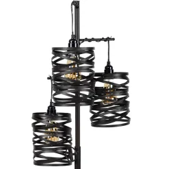 Wohnen 3-flammiger Stehleuchter in Anthrazit Metall - mexiko