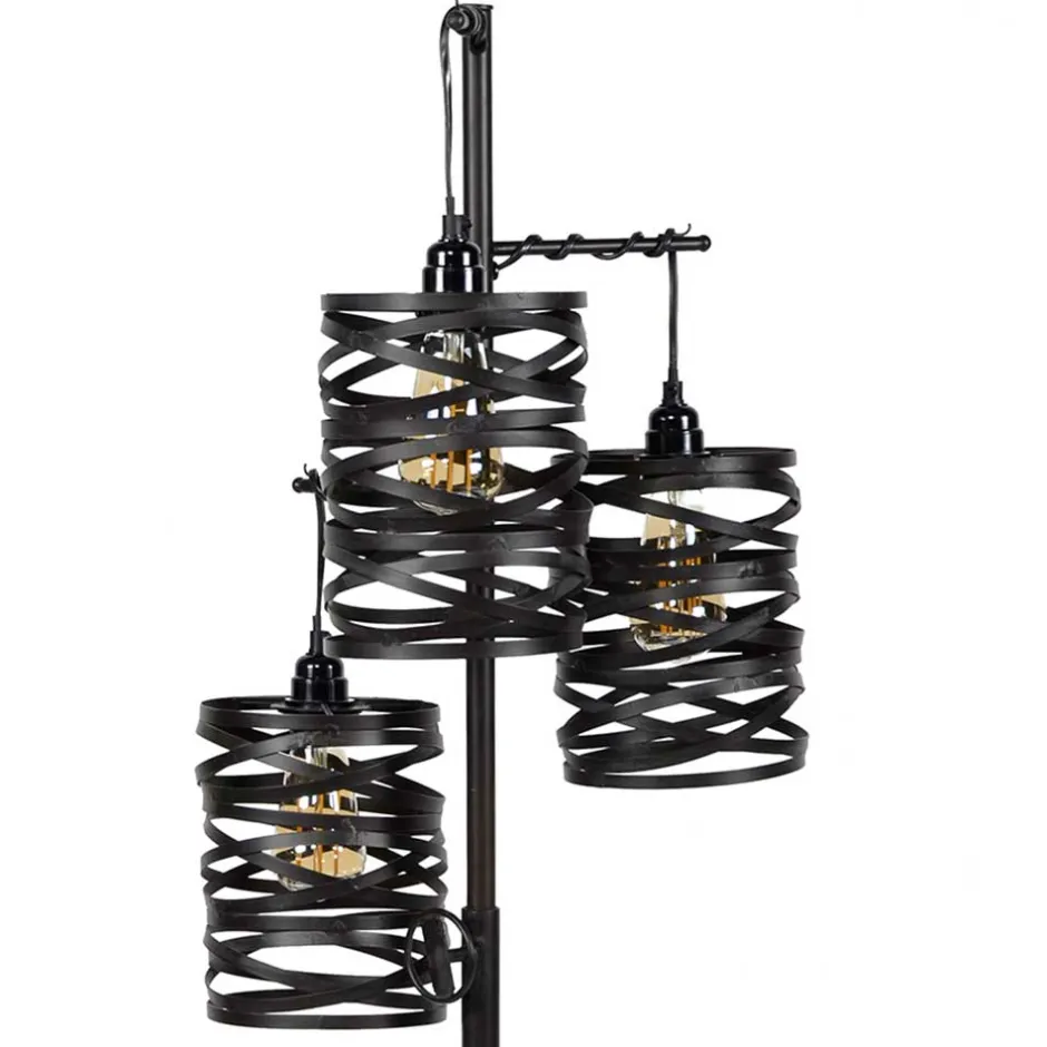 Wohnen 3-flammiger Stehleuchter in Anthrazit Metall - mexiko