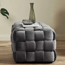 Flechtdesign Samtbank in Platingrau - Lessia^Wohnen Online