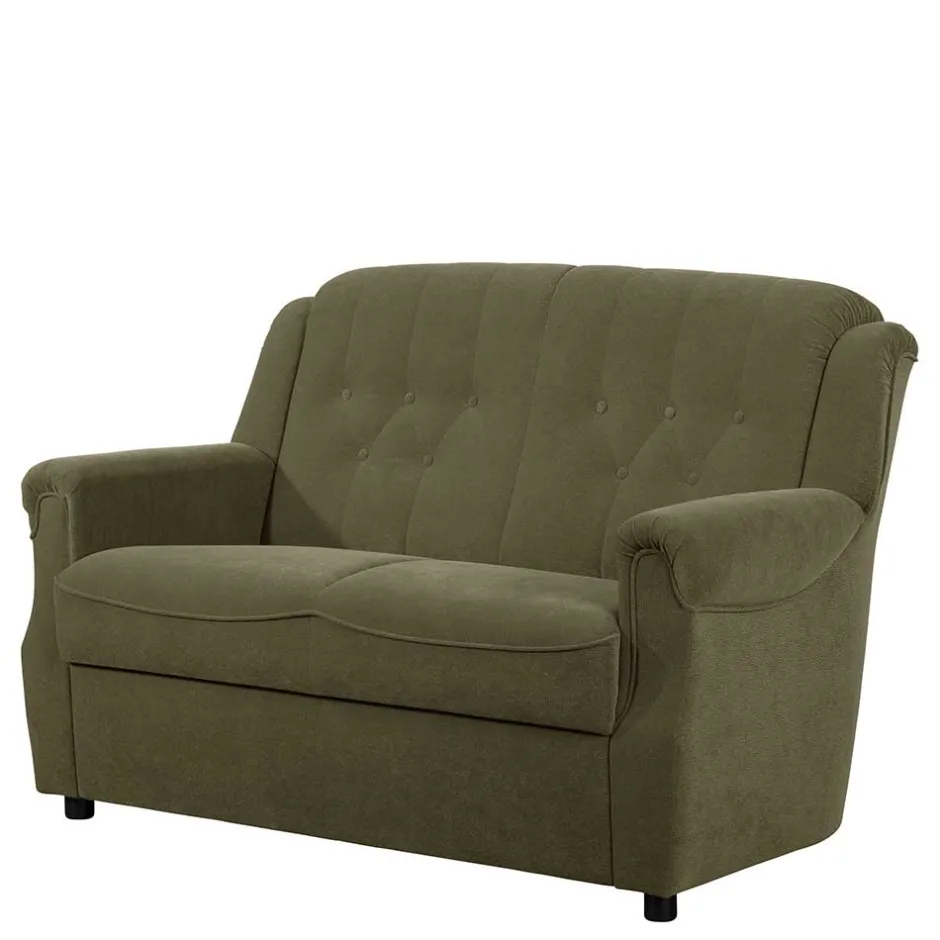 Wohnen Flockstoff Couch in Dunkelgrün - Ramira