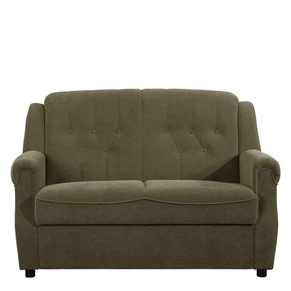 Wohnen Flockstoff Couch in Dunkelgrün - Ramira