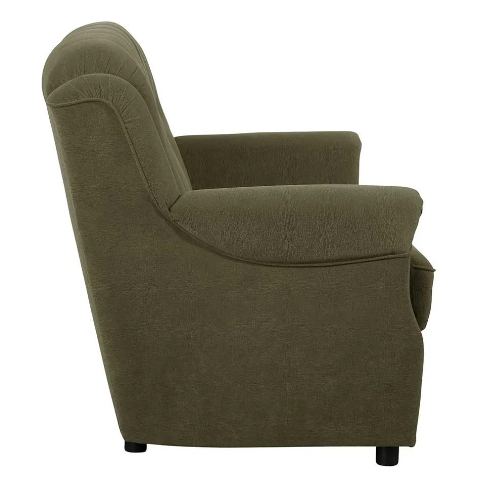 Wohnen Flockstoff Couch in Dunkelgrün - Ramira