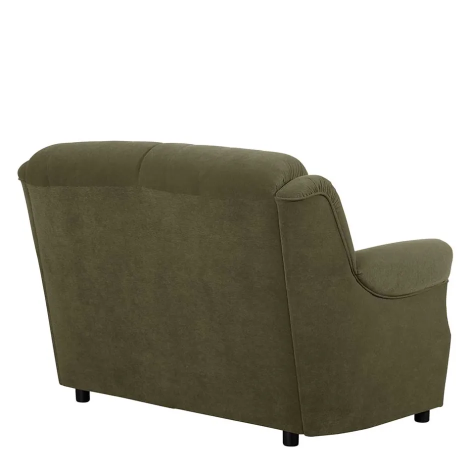 Wohnen Flockstoff Couch in Dunkelgrün - Ramira