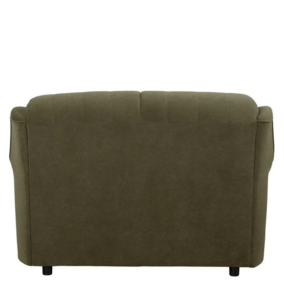 Wohnen Flockstoff Couch in Dunkelgrün - Ramira