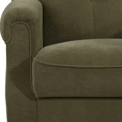 Wohnen Flockstoff Couch in Dunkelgrün - Ramira