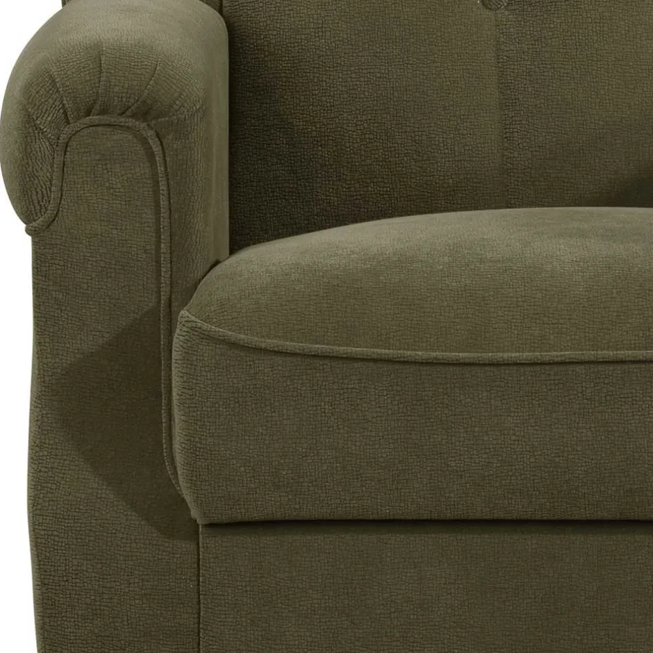 Wohnen Flockstoff Couch in Dunkelgrün - Ramira