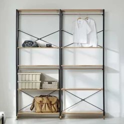 Wohnen Flur Regal Garderobe in Akazie & Schwarz - Ricinga