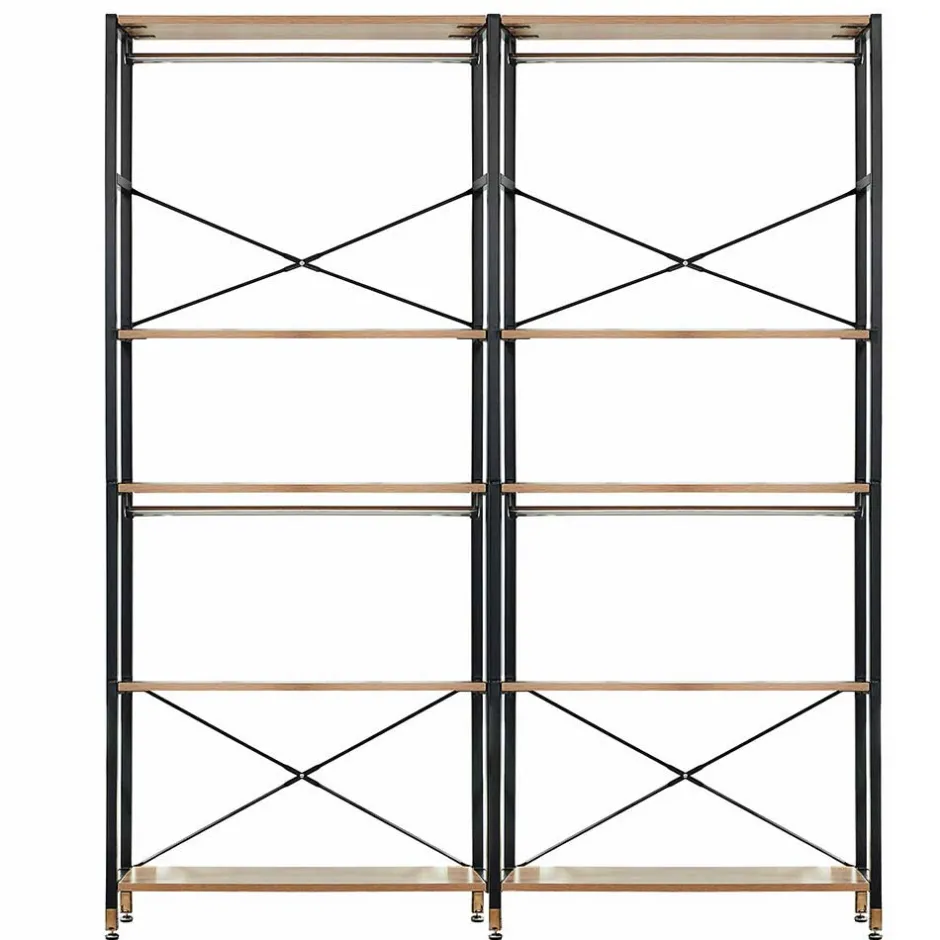 Wohnen Flur Regal Garderobe in Akazie & Schwarz - Ricinga