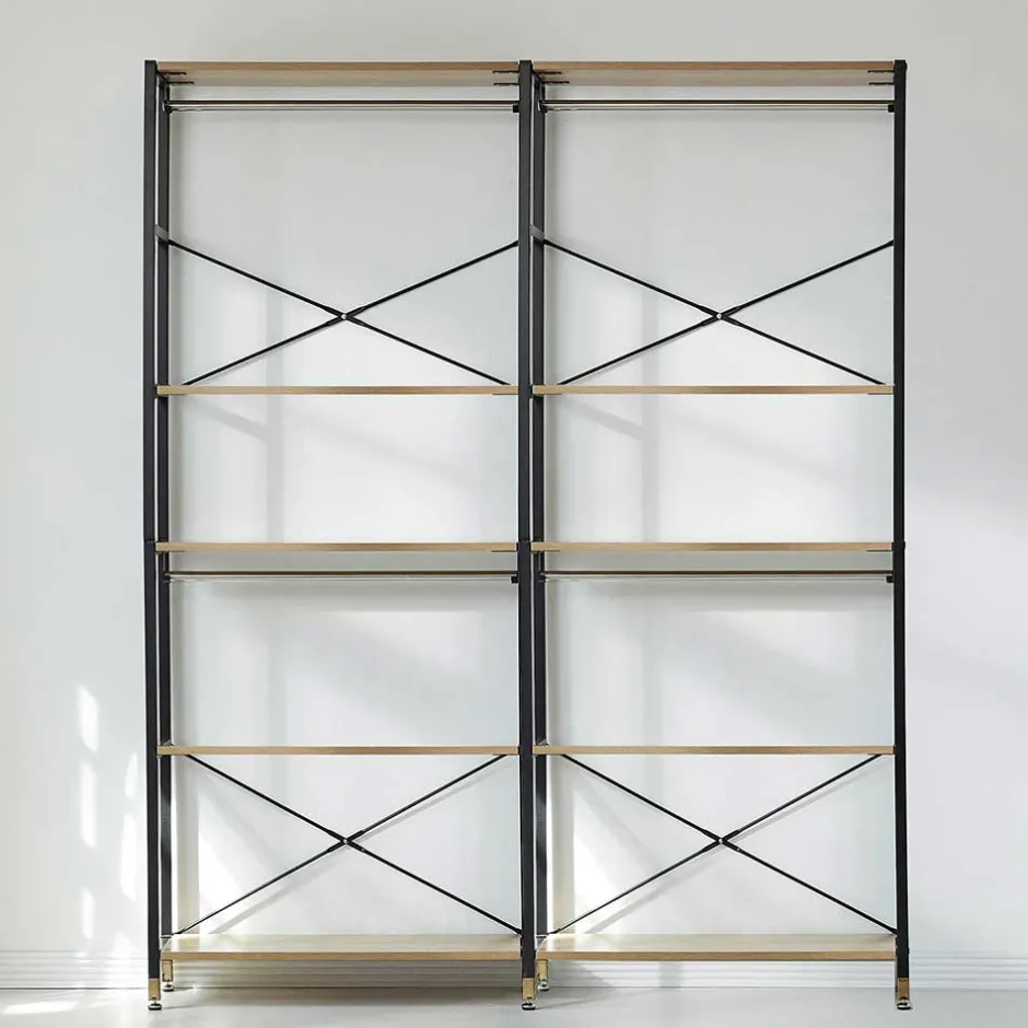 Wohnen Flur Regal Garderobe in Akazie & Schwarz - Ricinga