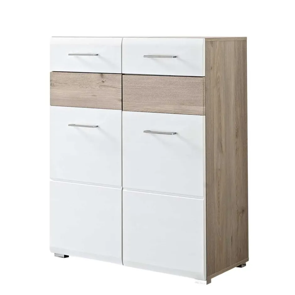 Wohnen Flur Schuhschrank Brosgo in Weiß Silbereiche