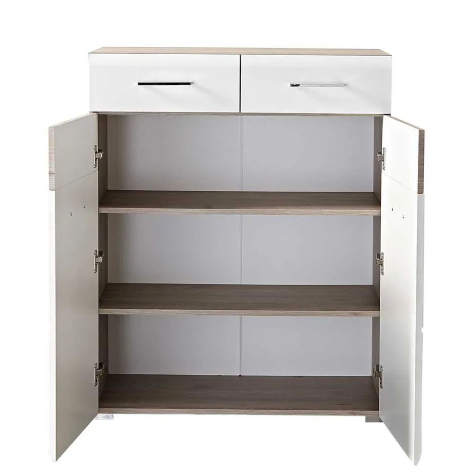 Wohnen Flur Schuhschrank Brosgo in Weiß Silbereiche