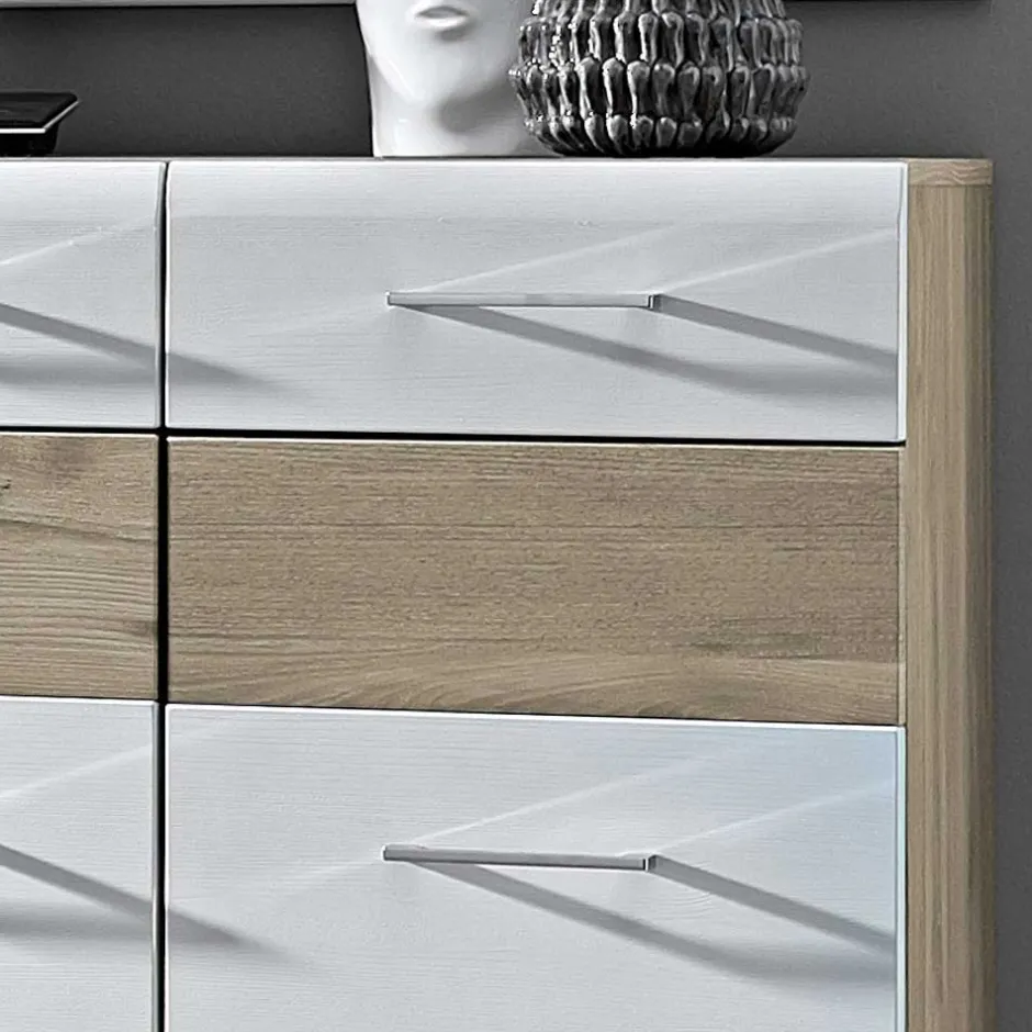 Wohnen Flur Schuhschrank Brosgo in Weiß Silbereiche