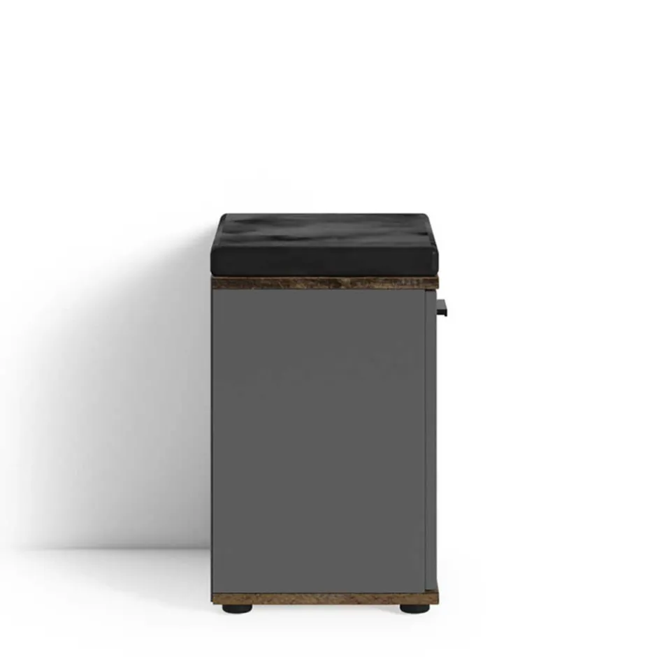 Wohnen Flurbank in Anthrazit und Altholz Optik - Vlatu