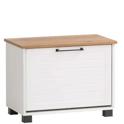 Flurbank mit Schuhaufbewahrung in Weiß & Eiche - Goliat^Wohnen Clearance