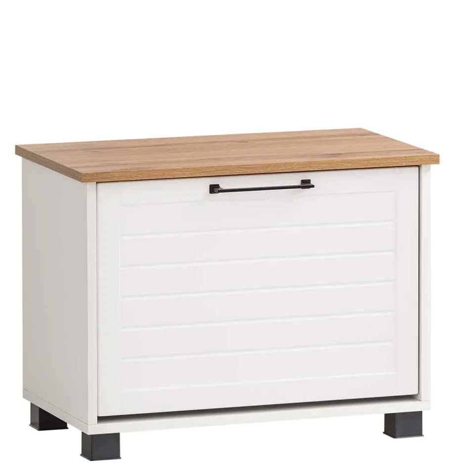 Flurbank mit Schuhaufbewahrung in Weiß & Eiche - Goliat^Wohnen Clearance