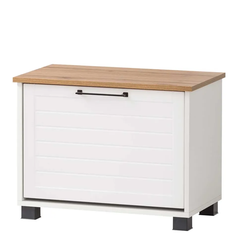Flurbank mit Schuhaufbewahrung in Weiß & Eiche - Goliat^Wohnen Clearance