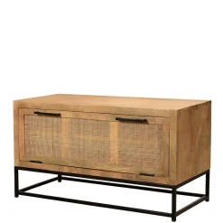 Flurbank mit Schuhklappe aus Holz & Rattan Geflecht - Lazianus^Wohnen Hot