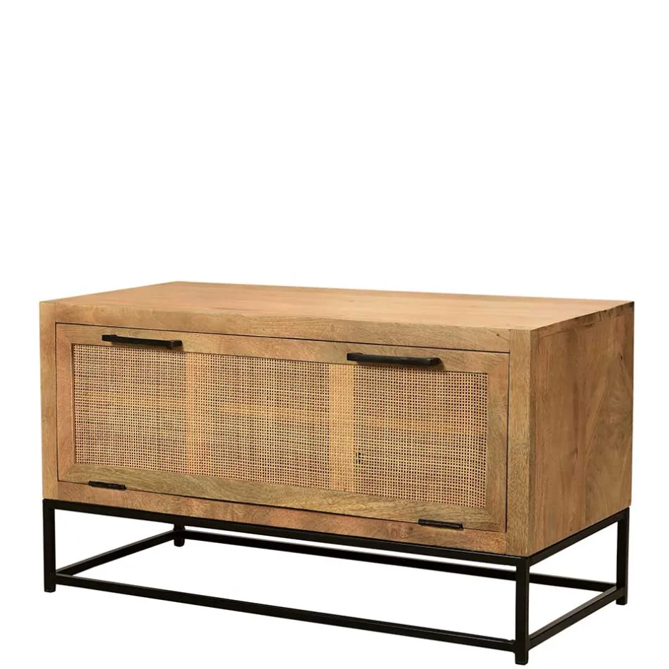 Flurbank mit Schuhklappe aus Holz & Rattan Geflecht - Lazianus^Wohnen Hot