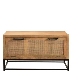 Flurbank mit Schuhklappe aus Holz & Rattan Geflecht - Lazianus^Wohnen Hot