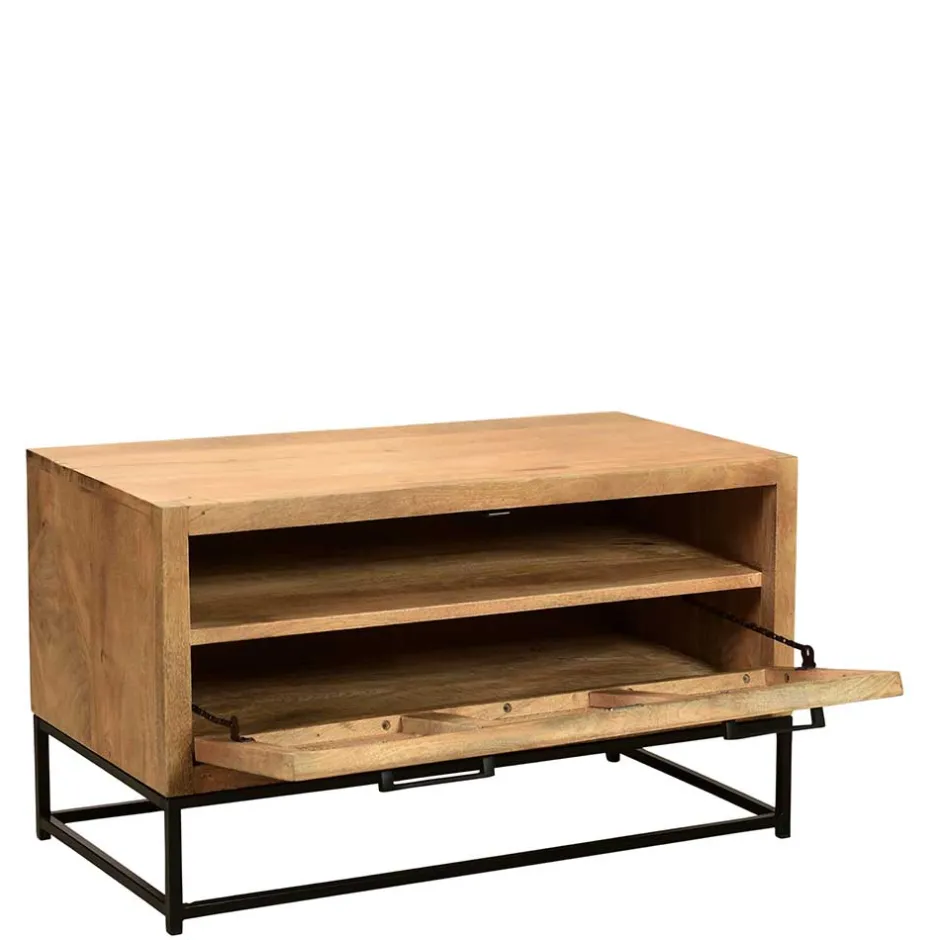 Flurbank mit Schuhklappe aus Holz & Rattan Geflecht - Lazianus^Wohnen Hot