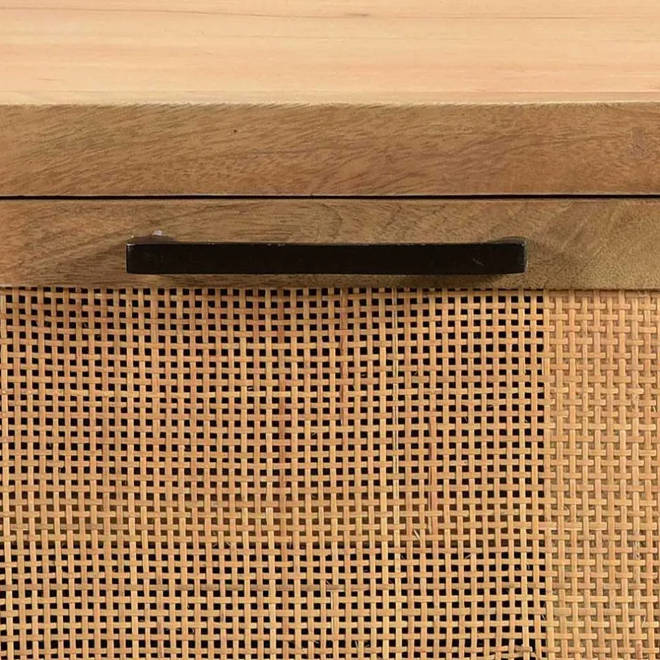 Flurbank mit Schuhklappe aus Holz & Rattan Geflecht - Lazianus^Wohnen Hot