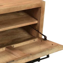 Flurbank mit Schuhklappe aus Holz & Rattan Geflecht - Lazianus^Wohnen Hot