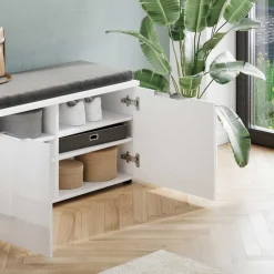 Flurbank mit Türen in Weiß mit Glasfront - Kofi^Wohnen Clearance