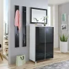 Wohnen Flurgarderobenset Liotra in Weiß Anthrazit Glas beschichtet (vierteilig)