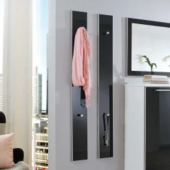 Wohnen Flurgarderobenset Liotra in Weiß Anthrazit Glas beschichtet (vierteilig)