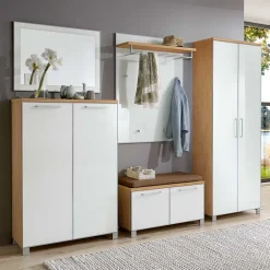 Flurgarderobenset Wynoca in Weiß Glas beschichtet (fünfteilig)^Wohnen Clearance