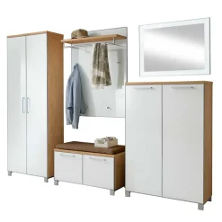 Flurgarderobenset Wynoca in Weiß Glas beschichtet (fünfteilig)^Wohnen Clearance