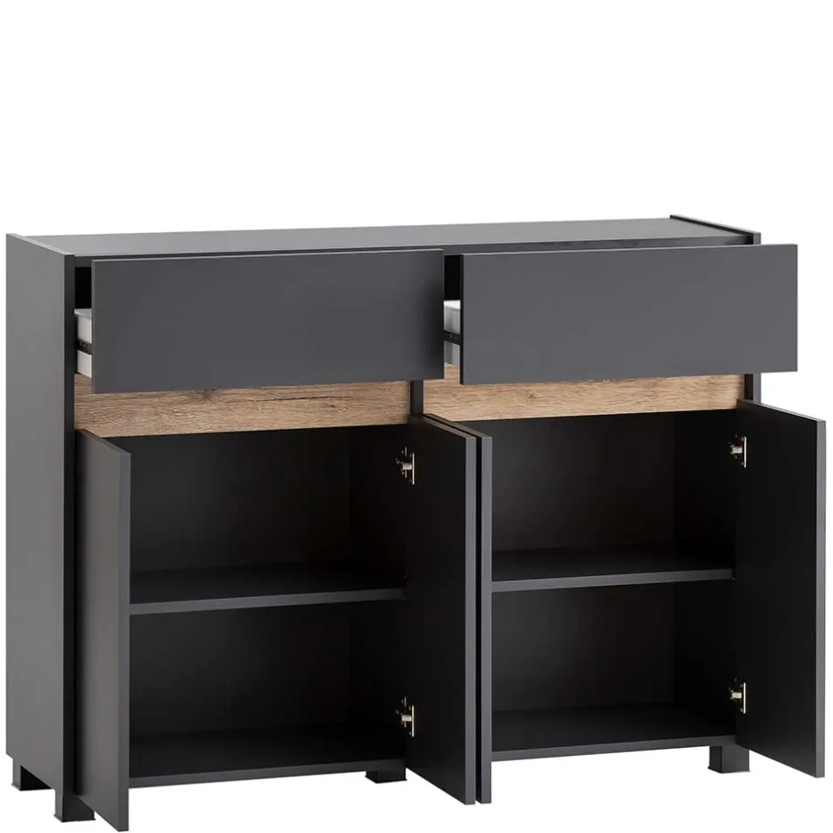 Wohnen Flurmöbel in Anthrazit & Wildeiche NB - Joha (vierteilig)