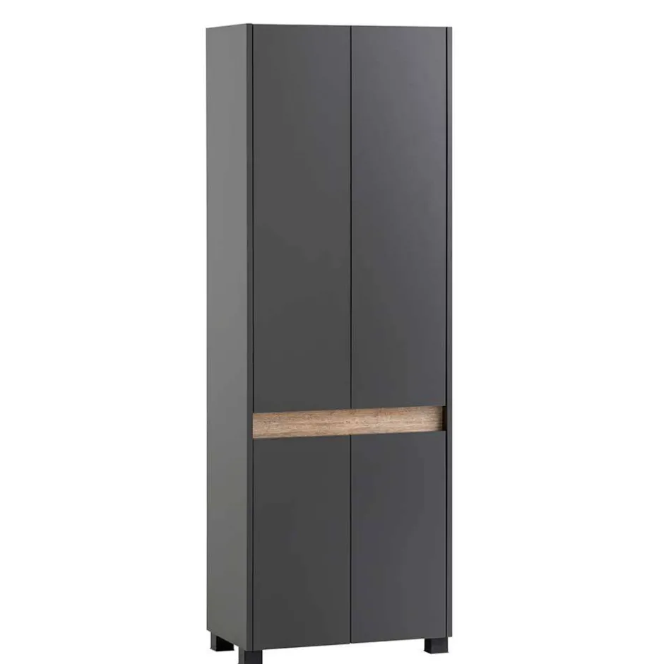 Wohnen Flurmöbel in Anthrazit & Wildeiche NB - Joha (vierteilig)