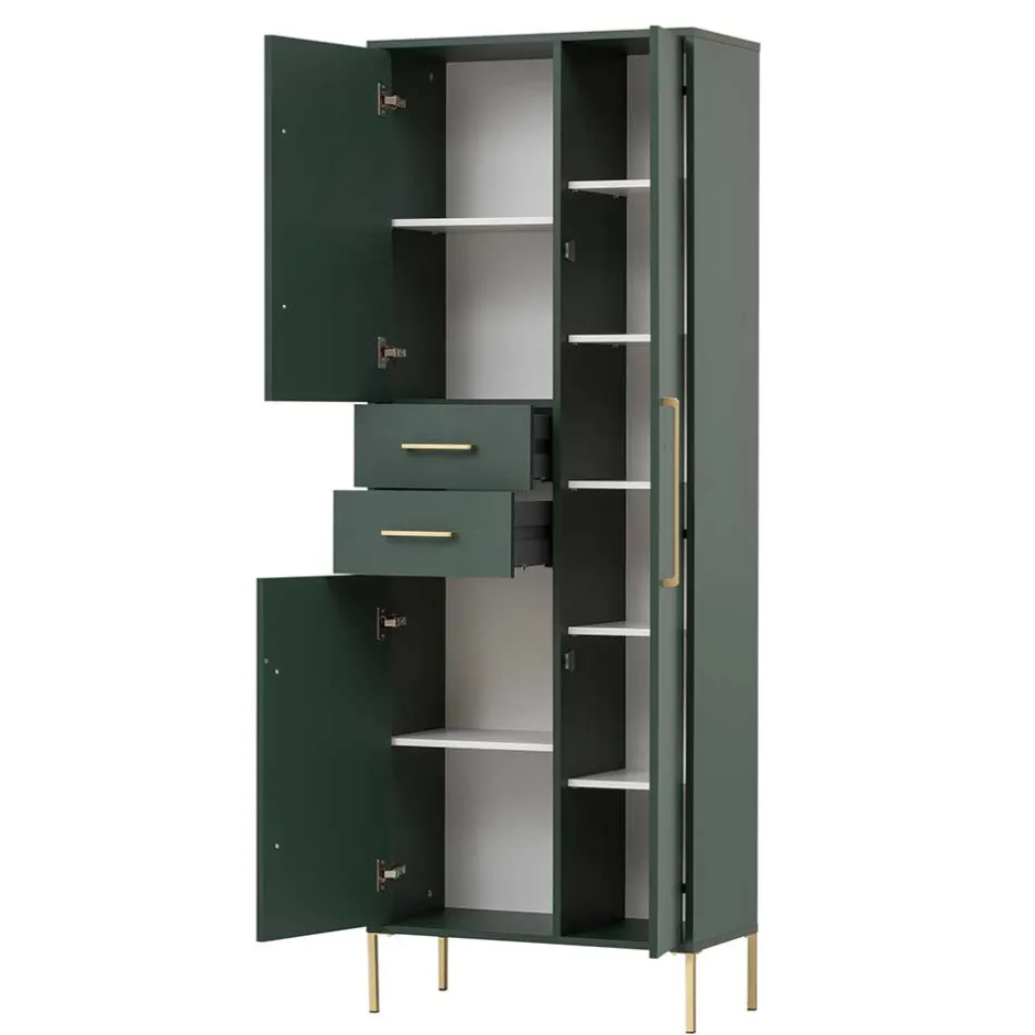 Wohnen Flurmöbel in Dunkelgrün & Gold - Aqua (fünfteilig)